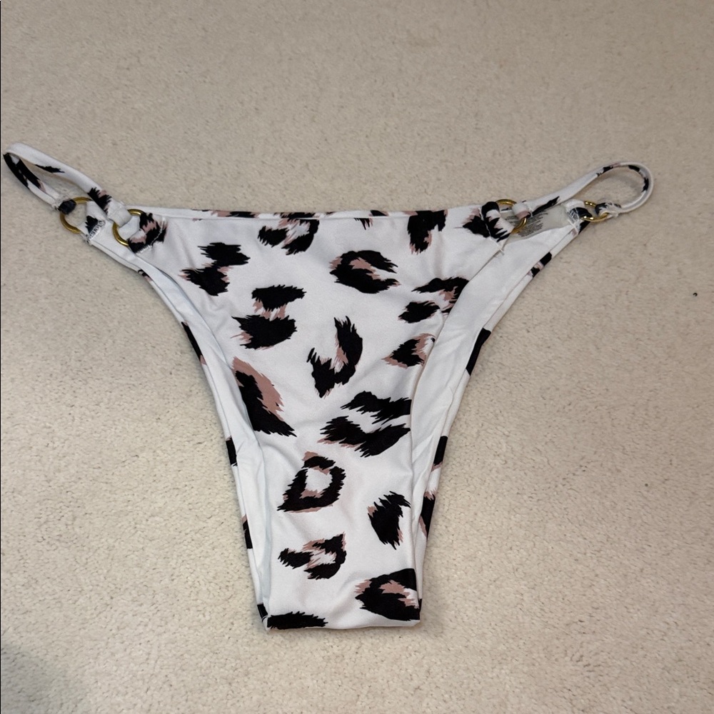 Leopard Print Bikini Bottom with Gold Accents